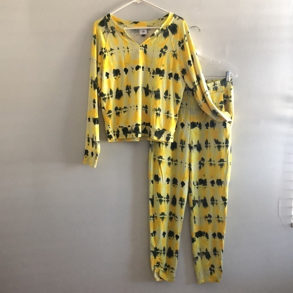 CABI Atomic Set Sweatshirt & Joggers Tye Dye Butter Soft French Terry Sz S Pants